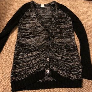 Black and grey button up sweater